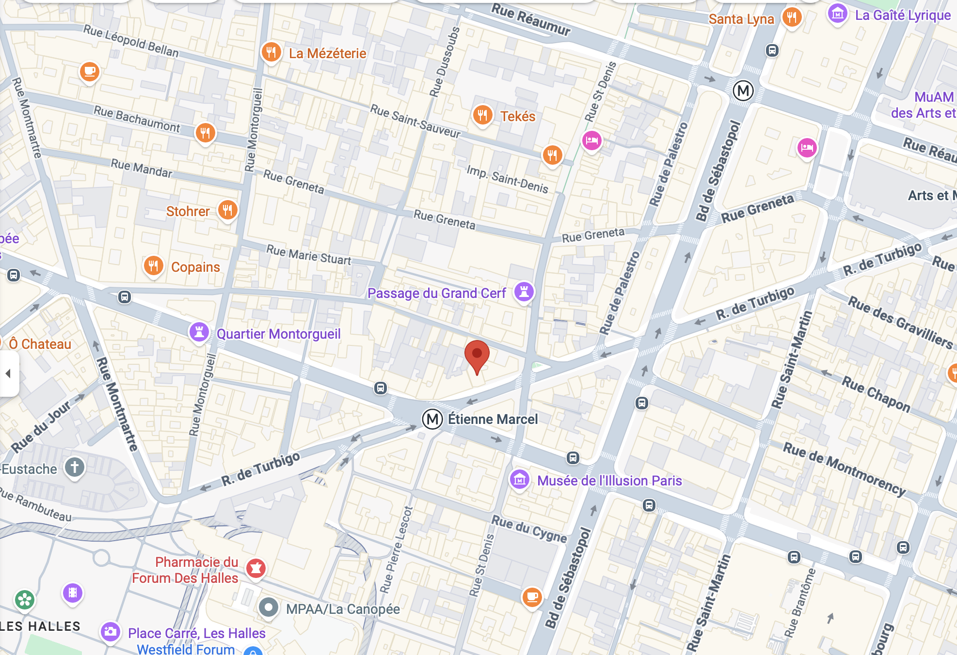 Plan Google Maps — Chenzu, 17 rue de Turbigo, Paris 2ᵉ.